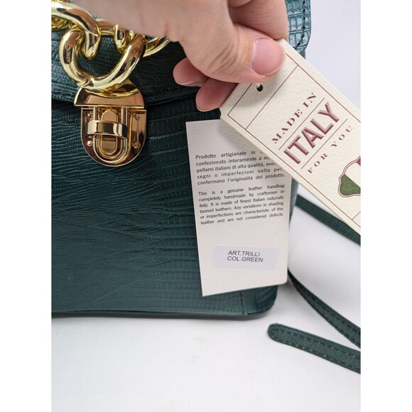 Divina Firenze Trilli Green Italian Leather Convertible Backpack Crossbody Bag main image 7